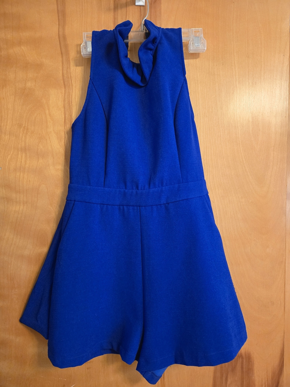 DO+BE Royal Blue Ruffle Neck One-Piece Romper